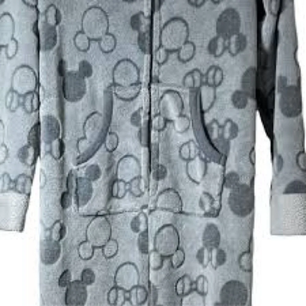 DISNEY Grey Onesie Mickey Pattern Fleece Trimming Mickey Ears size S/m CP1 - Picture 4 of 7